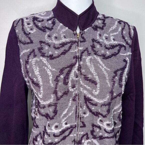 St. John Collection Purple Zip up Cardigan Sweater Size Small - Picture 2 of 14